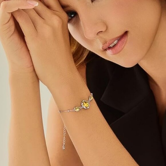 Neiman Marcus Cicy Bell Platinum Plated Moonstone Link Bracelet - Picture 2 of 4